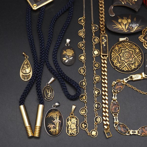 (IZM0905) 1円 象嵌 アクセサリー 大量セット ネックレス ブレスレット ペンダントトップ イヤリング ブローチ 指輪 等 まとめて