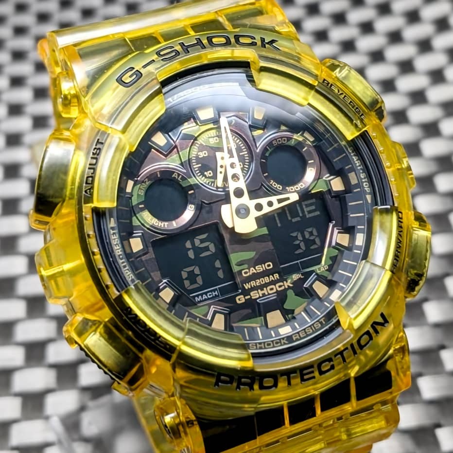 G-SHOCK GA-100CF キャンディイエロー [電池新品] + メタル游環(huán) - 送料: 230円~