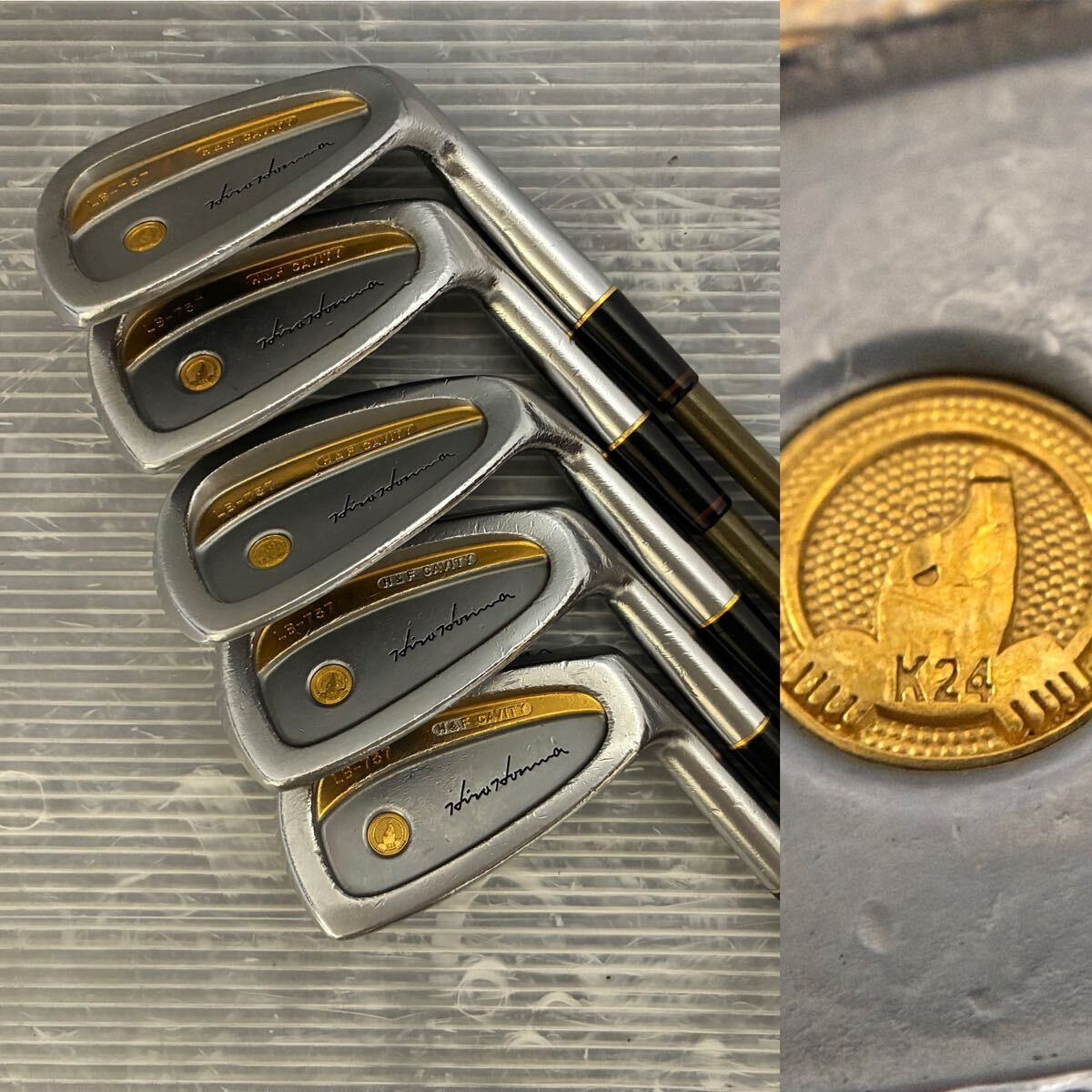 O401 ゴルフクラブ k24 金24 24金モグラ 24金リング HONMA LB-737 H&F キャビティ 5本セット カーボン 四つ星 