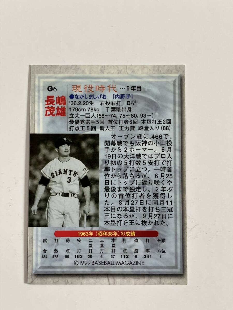 □ L513 □ 長嶋茂雄 監督 ミスター 直筆 サインカード 野球カード トレカ BBM 1999 LIMITED 読売ジャイアンツ 巨人 巨人軍 美品_画像5
