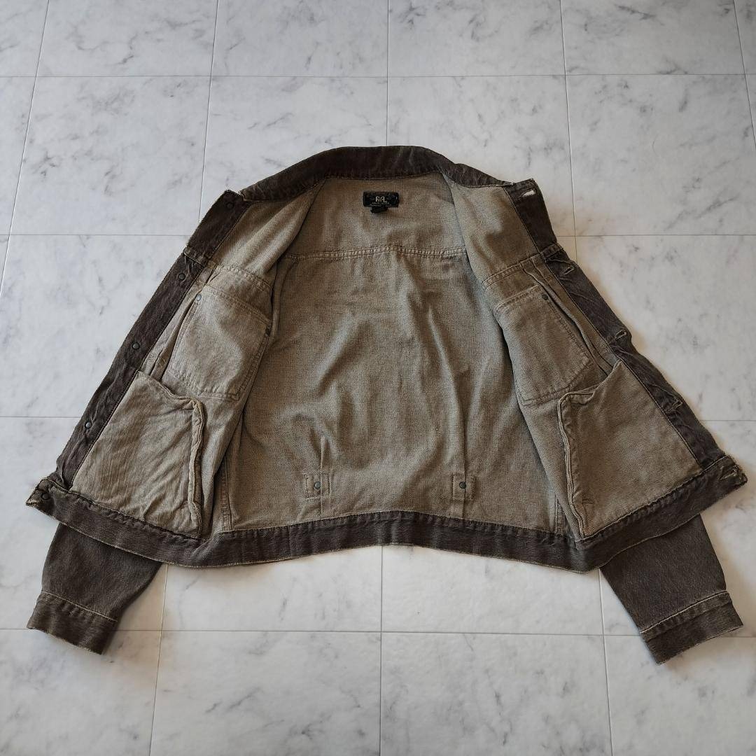 希少90s 三ツ星 RRL 先染めブラウンデニムジャケット L USA製 2nd 希少90s 三ツ星 RRL 先染めブラウンデニムジャケット L USA製