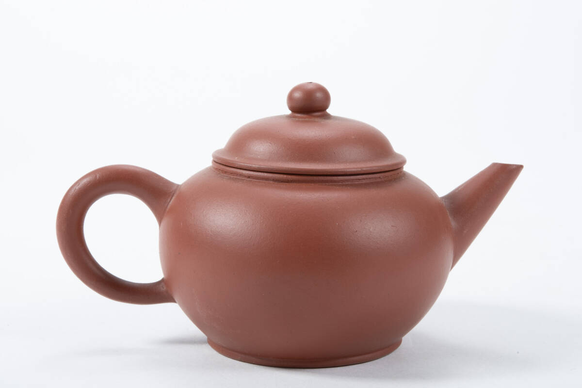 BR2751-中國(guó)宜興?朱泥 急須 蓋在銘?紫砂壺?唐物?煎茶道具 11x6.8cm 高7cm