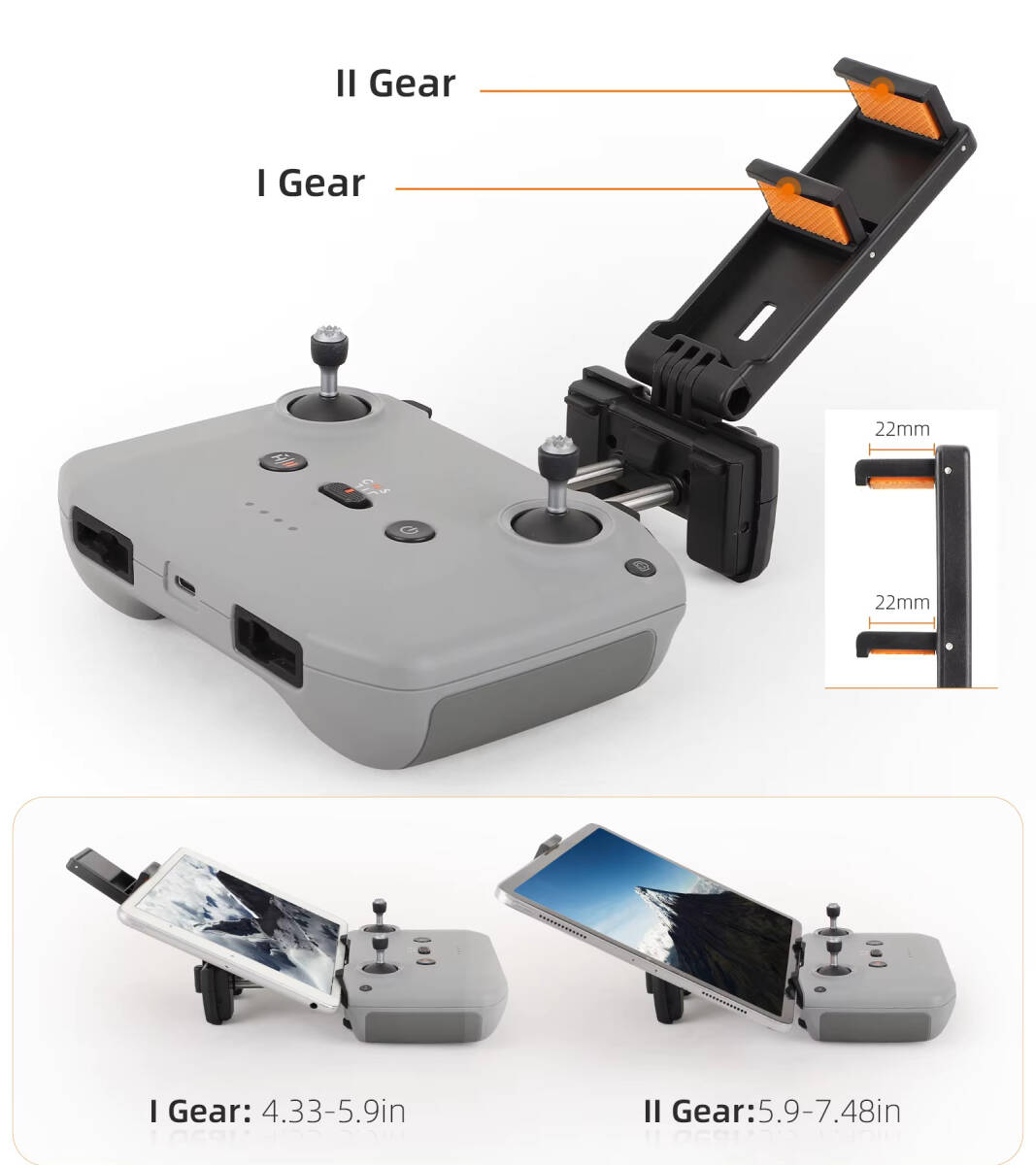 【訳あり】プラスチック製一体型 DJI RC-N(RC-N3/RC-N2/RC-N1)送信機用 タブレットホルダー Sunnylife ※ストラップ・USBケーブルなし_画像7