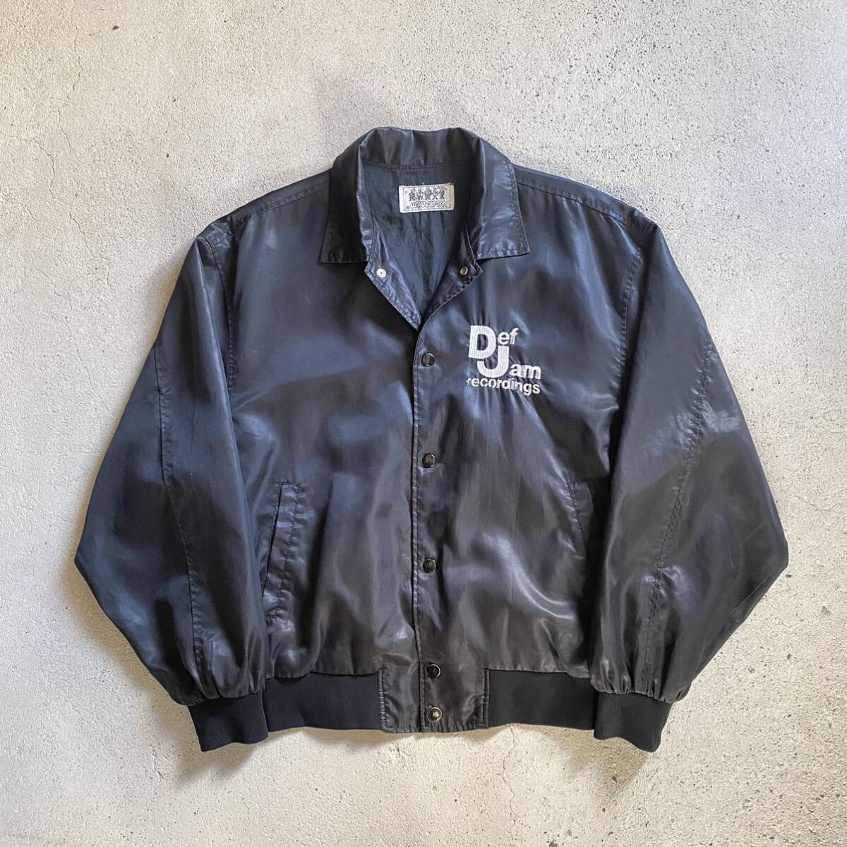 80~90’s DEF JAM NYLON JACKET デフジャム hiphop レーベル ブラック ジャケット 古着 vintage used_画像1