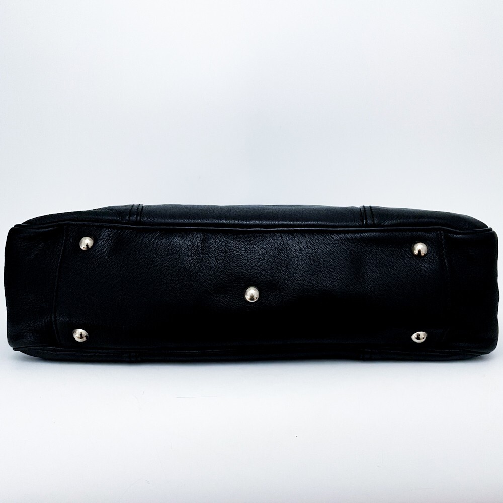 1円■未使用級■超希少デザイン■GUCCI グッチ シェリーライン オールレザー トートバッグ ビジネス 大容量 A4 メンズ レディース ブラック