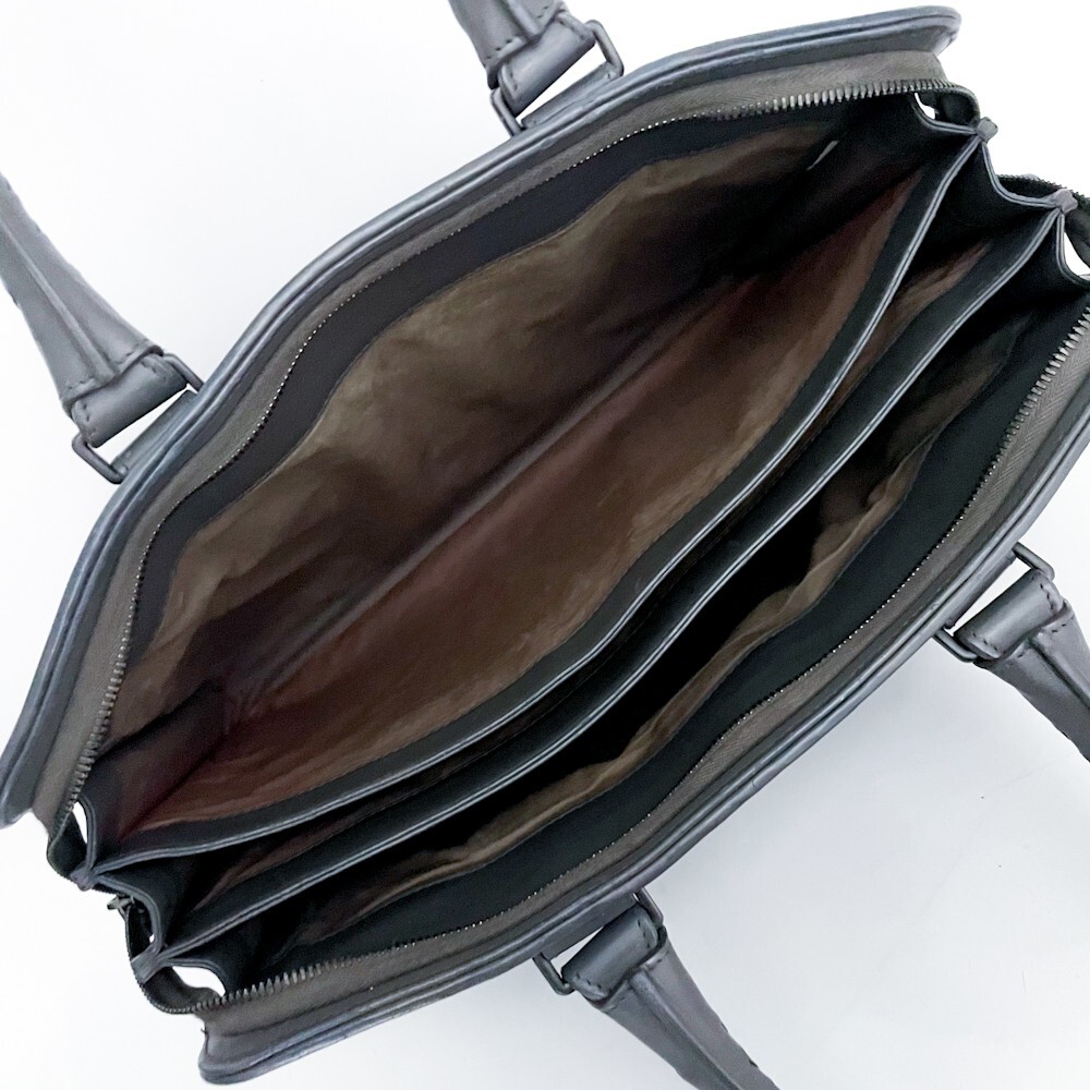 1円■超美品■最高級(jí)ライン■入手困難色■BOTTEGA VENETA ボッテガ イントレ トートバッグ ビジネス 大容量 A4 メンズ レザー グレー