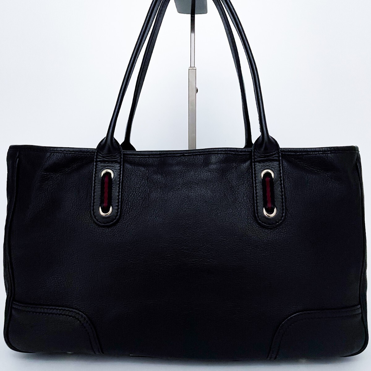 1円■未使用級■超希少デザイン■GUCCI グッチ シェリーライン オールレザー トートバッグ ビジネス 大容量 A4 メンズ レディース ブラック