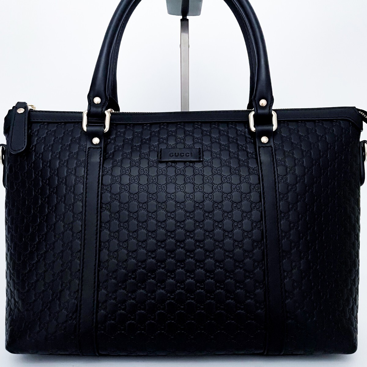 1円■新品同様■幻の逸品■最上級(jí)ライン■GUCCI グッチ 2way マイクロシマ 型押し トートバッグ ビジネス A4 メンズ レディース レザー 黒