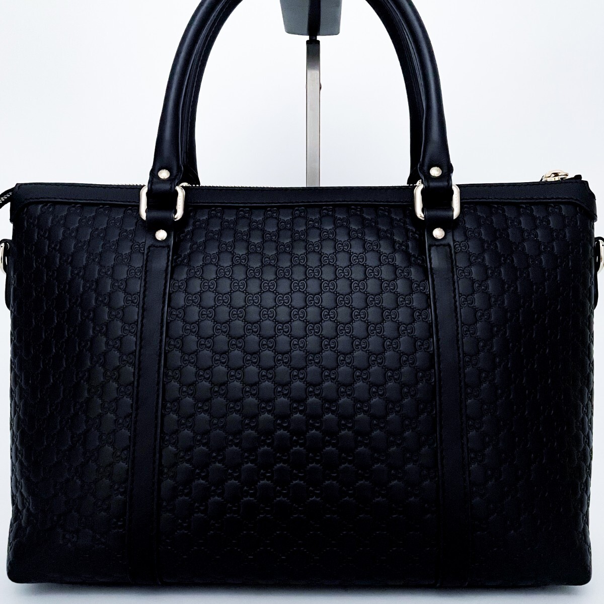 1円■新品同様■幻の逸品■最上級(jí)ライン■GUCCI グッチ 2way マイクロシマ 型押し トートバッグ ビジネス A4 メンズ レディース レザー 黒