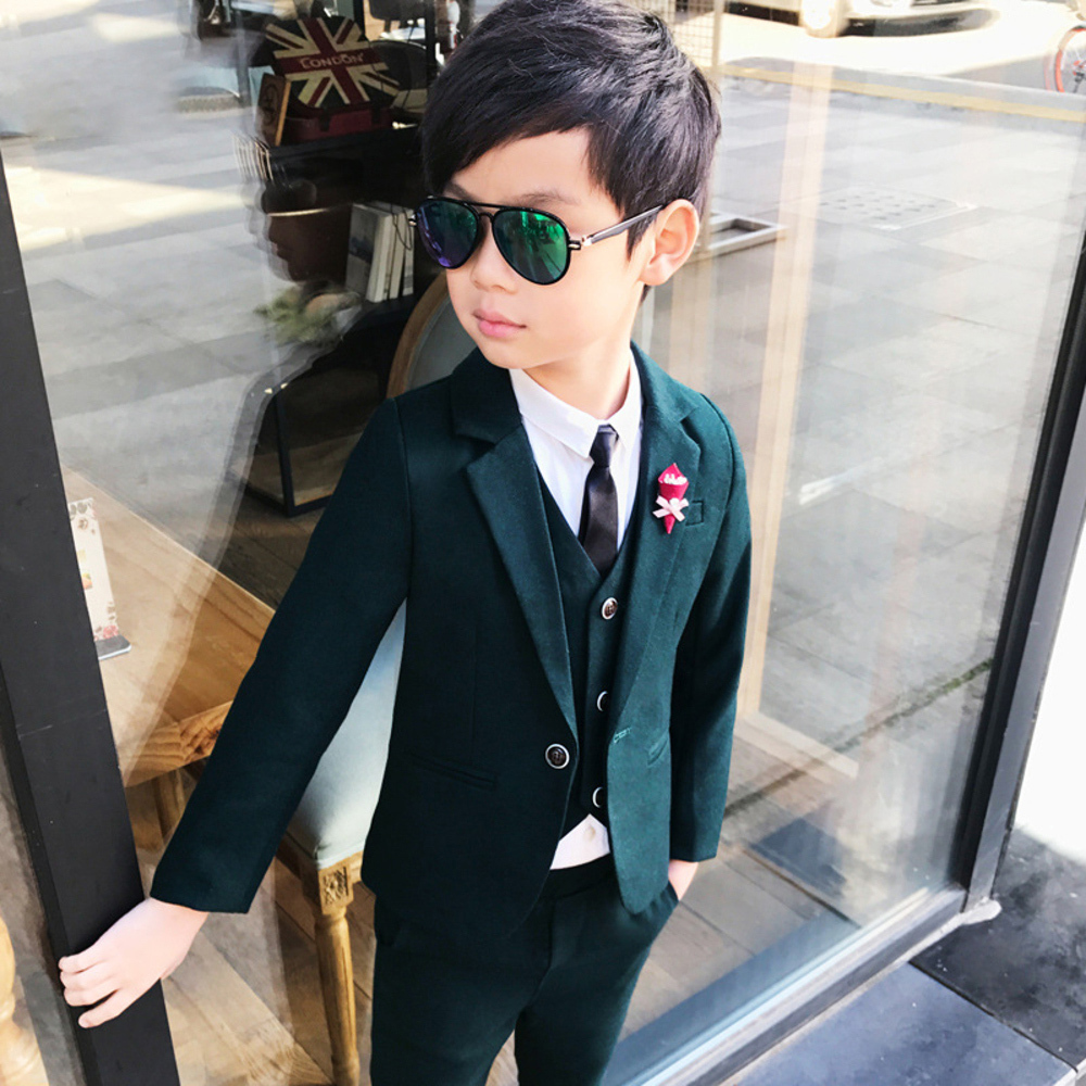 ☆ ダークグリーン ☆ 100cm ☆ フォーマルスーツ lysu10252 卒業式 スーツ 男の子 入学式 セットアップ フォーマルスーツ キッズ ジュニア_画像1