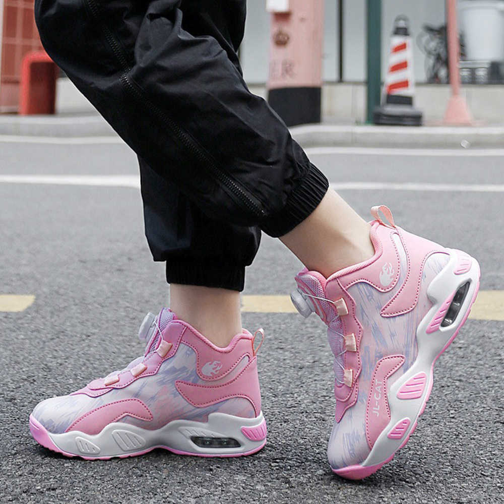 ☆ ピンク ☆ 34(21cm) ☆ バスケットシューズ バッシュ ジュニア ハイカット スニーカー キッズ バスケットシューズ バッシュ_画像1