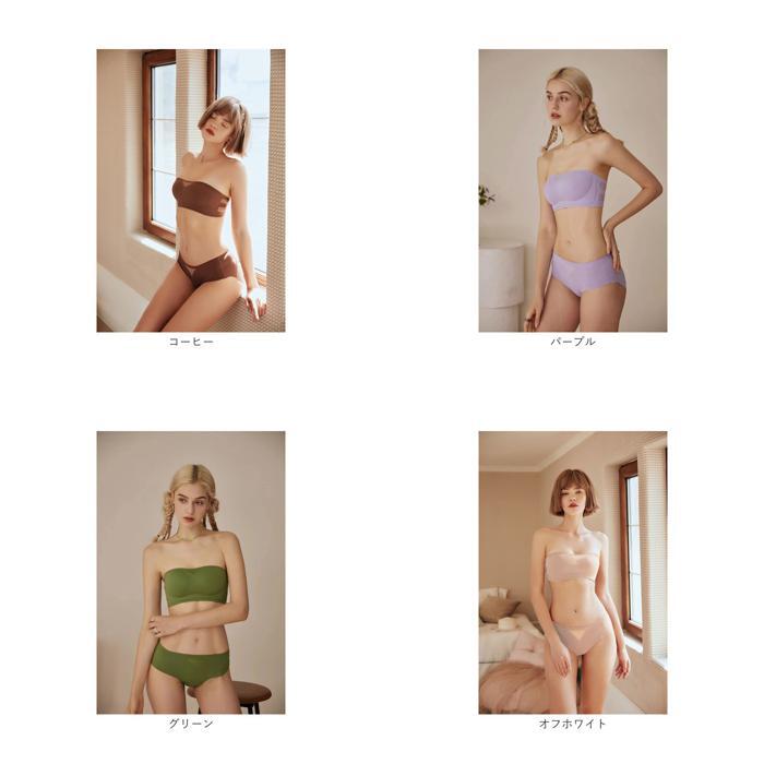 ☆ コーヒー ☆ 75/34AB ☆ ブラジャー＆ショーツ 脇高 ノンワイヤー mmbrak20619c ストラップレスブラ 落ちない ショーツ セット_画像10