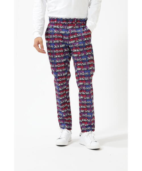 ・未使用 正規品・Jack Bunny!! by PEARLY GATES ジャックバニー!! ロゴ総柄 裏起毛 ストレッチ ロングパンツ 6号　XLサイズ　定1.65万_画像1