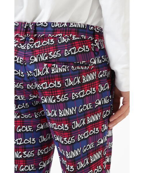 ・未使用 正規品・Jack Bunny!! by PEARLY GATES ジャックバニー!! ロゴ総柄 裏起毛 ストレッチ ロングパンツ 6号　XLサイズ　定1.65万_画像5