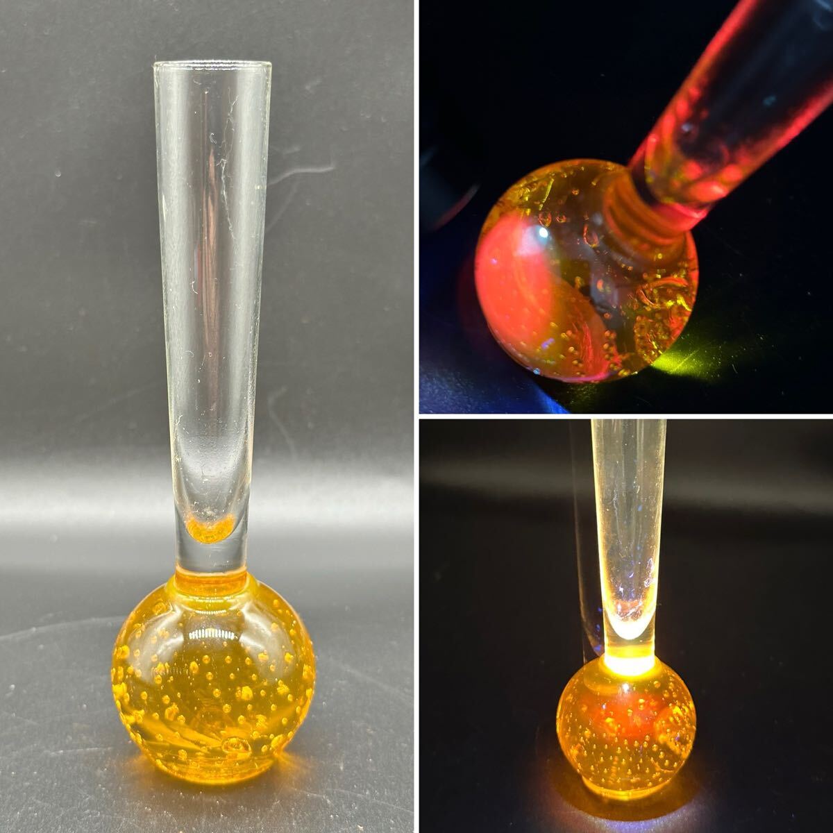 ウランガラス　ペン立て　筆立て　花瓶　昭和レトロ　ビンテージ ウランガラス ペン立て 筆立て 花瓶 昭和レトロ ビンテージ