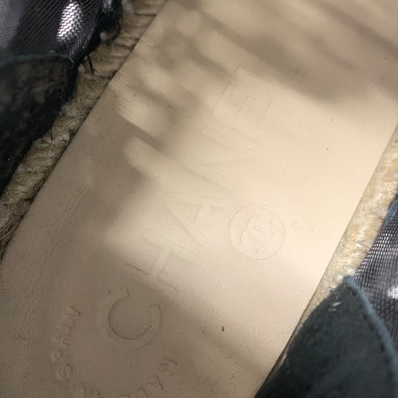 シャネル CHANEL スニーカー 靴 シューズ ファブリック パテント ブラック 黒 ココマーク エスパドリーユ レース_画像7