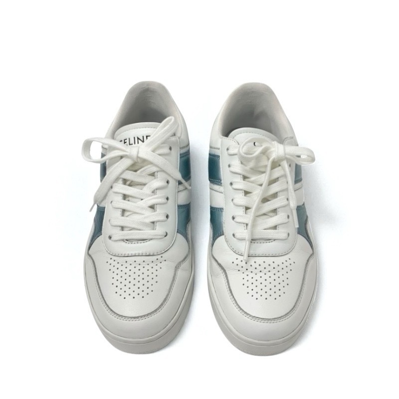 セリーヌ CELINE スニーカー 靴 シューズ レザー ホワイト ブルー 白 ロゴ_画像2