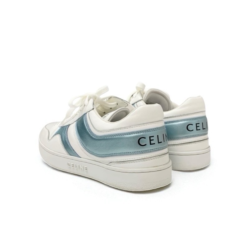 セリーヌ CELINE スニーカー 靴 シューズ レザー ホワイト ブルー 白 ロゴ_画像4