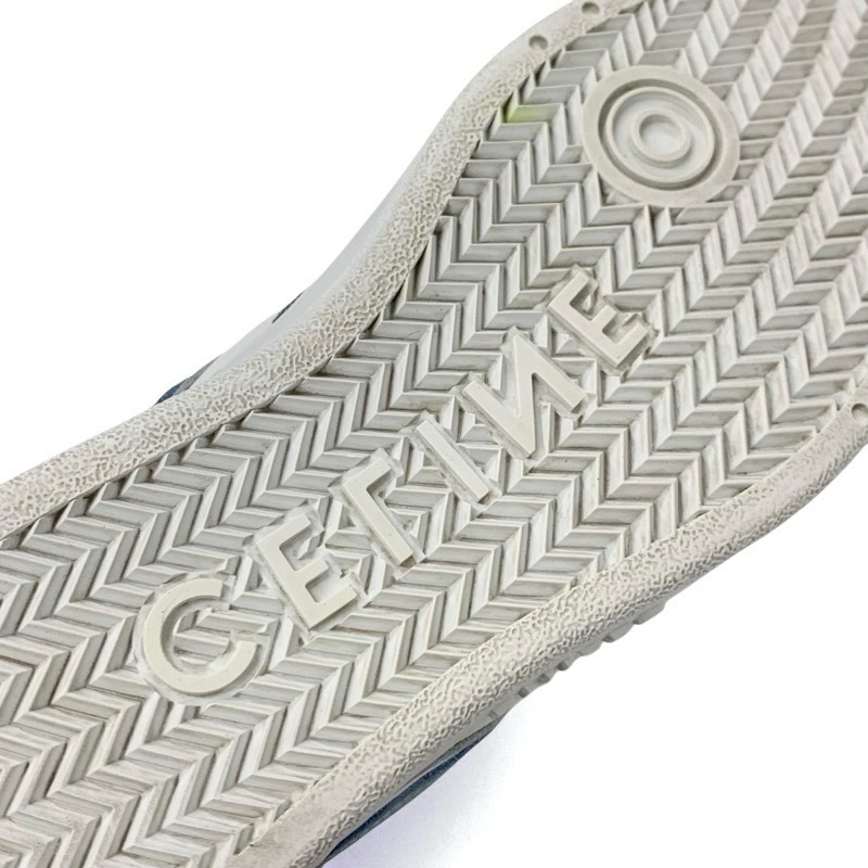 セリーヌ CELINE スニーカー 靴 シューズ レザー ホワイト ブルー 白 ロゴ_画像8