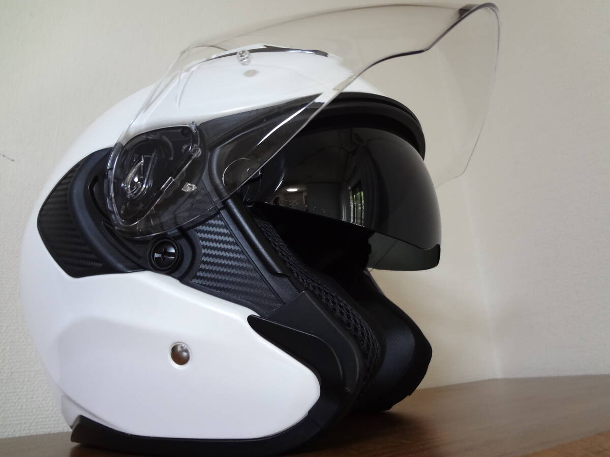 【美品】OGK　カブト EXCEED　エクシード　ジェットヘルメット　Sサイズ　パールホワイト　 Kabuto 　インナーサンシェード