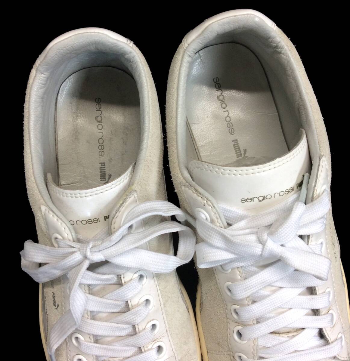PUMA プーマ sergio rossi セルジオロッシ スニーカー シューズ 靴 スウェード レザー 白 ホワイト 25.5cm メンズ レディース_画像4