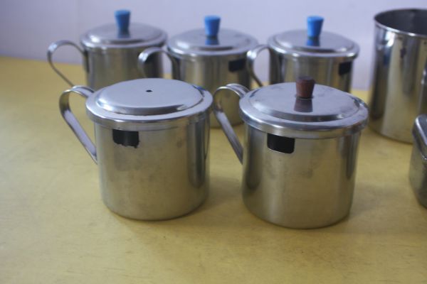 お好み焼きソースポット　薬味入れ 　まとめて　錆・痛みかなりあり　ステンレス　厨房用品/27N8.7-59_画像3