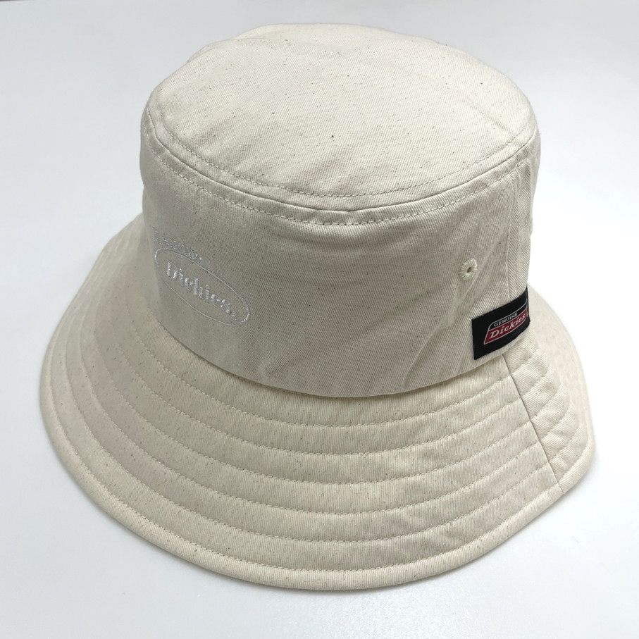 Dickies ベージュ バケットハット 帽子 タグ付き スポーツゴルフ アウトドアキャンプ バイク 釣り ホワイト刺繍 アクセサリー ディッキーズ_画像2