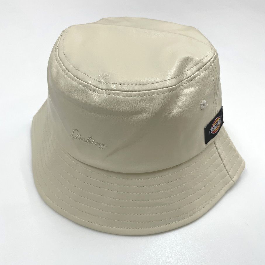 Dickies ベージュ バケットハット 帽子 フェイクレザー ブラックタグ スポーツゴルフ アウトドアキャンプ バイク 釣り 刺繍 ディッキーズ_画像6