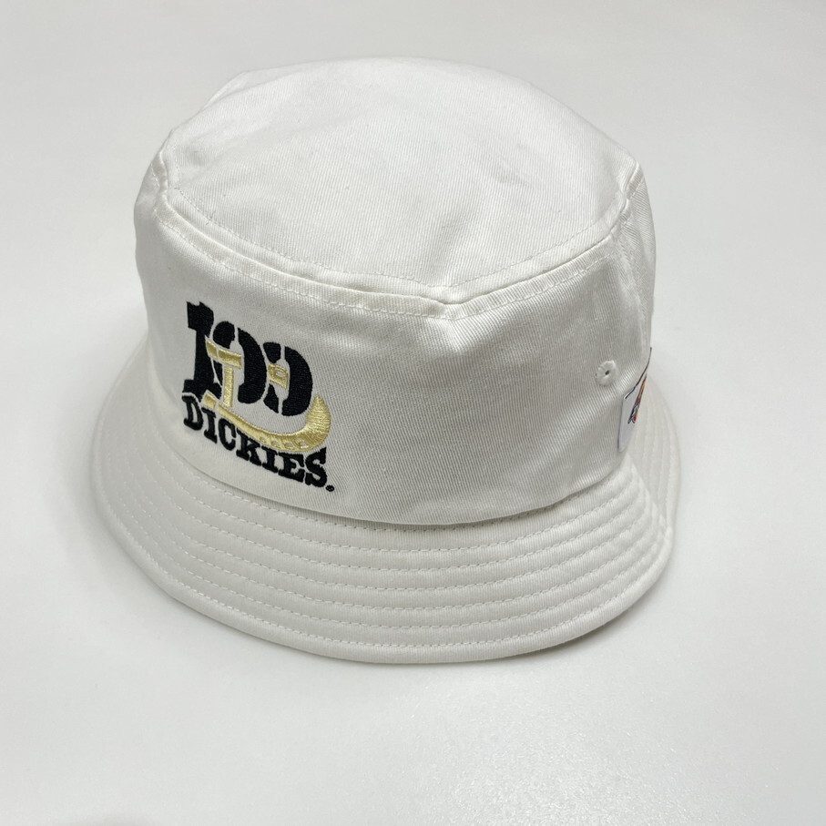 Dickies ホワイト バケットハット タグ付き 帽子スポーツゴルフバイク キャンプ アウトドア オートバイ ブラックゴールド刺繍 ディッキーズ_画像7