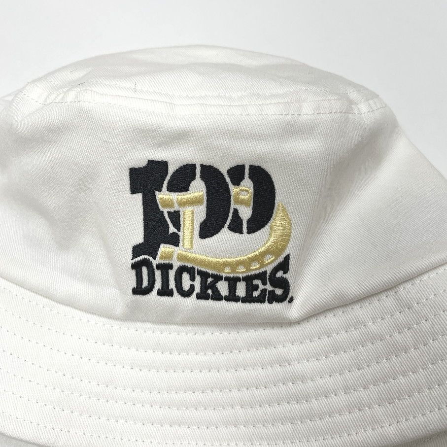 Dickies ホワイト バケットハット タグ付き 帽子スポーツゴルフバイク キャンプ アウトドア オートバイ ブラックゴールド刺繍 ディッキーズ_画像4
