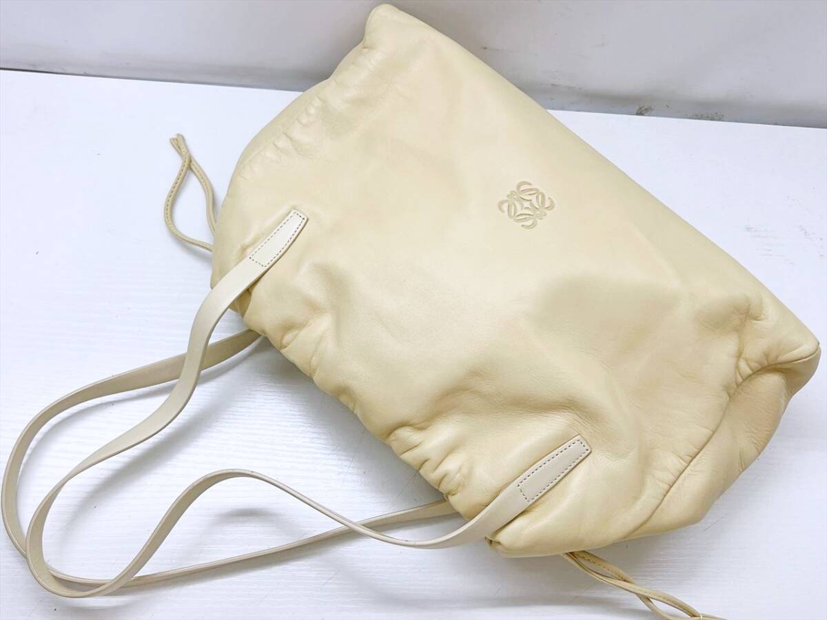 美品　LOEWE　ロエベ　アナグラム　ナッパ　巾着　トートバッグ　ショルダー　ベージュ　オールド_画像2