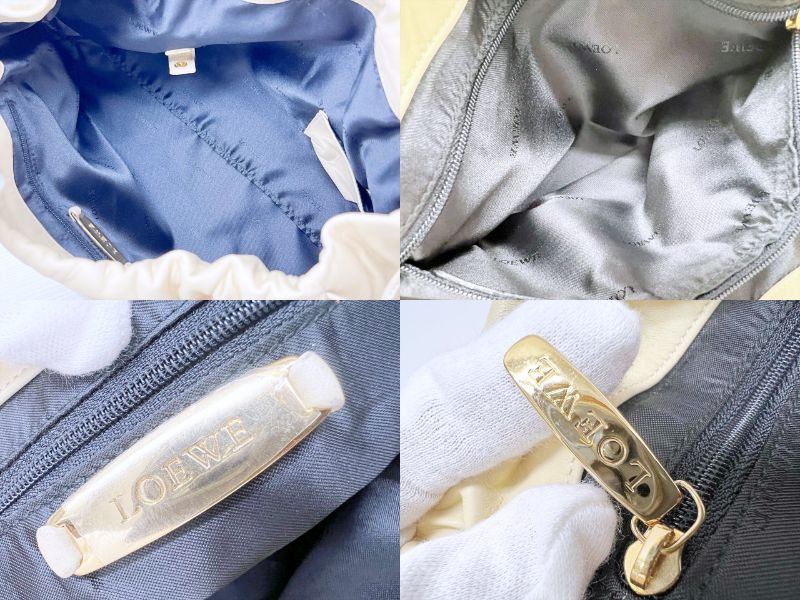 美品　LOEWE　ロエベ　アナグラム　ナッパ　巾着　トートバッグ　ショルダー　ベージュ　オールド_画像10