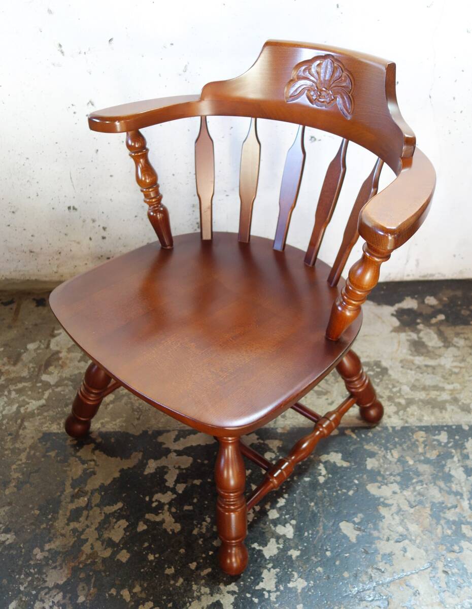 美品　飛騨家具　WINDS 太平 ウィンザーチェア 回転式 清掃 クッション付 飛騨家具 WINDS 太平 ウィンザーチェア ダイニングチェア 回転式