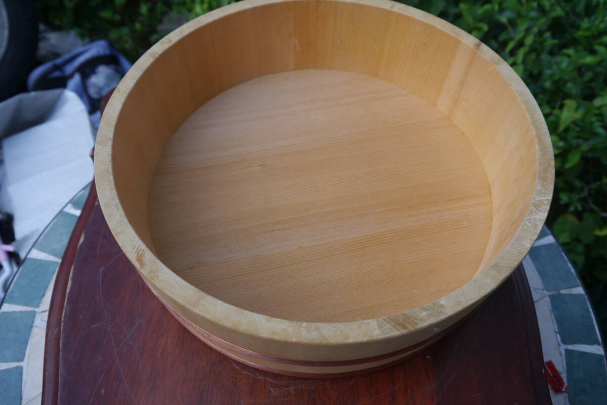 ★【5Sep16 o】 手巻き寿司セット 銅タガ 寿司桶30cm しゃもじ 巻き簀2つ セット 未使用_画像3