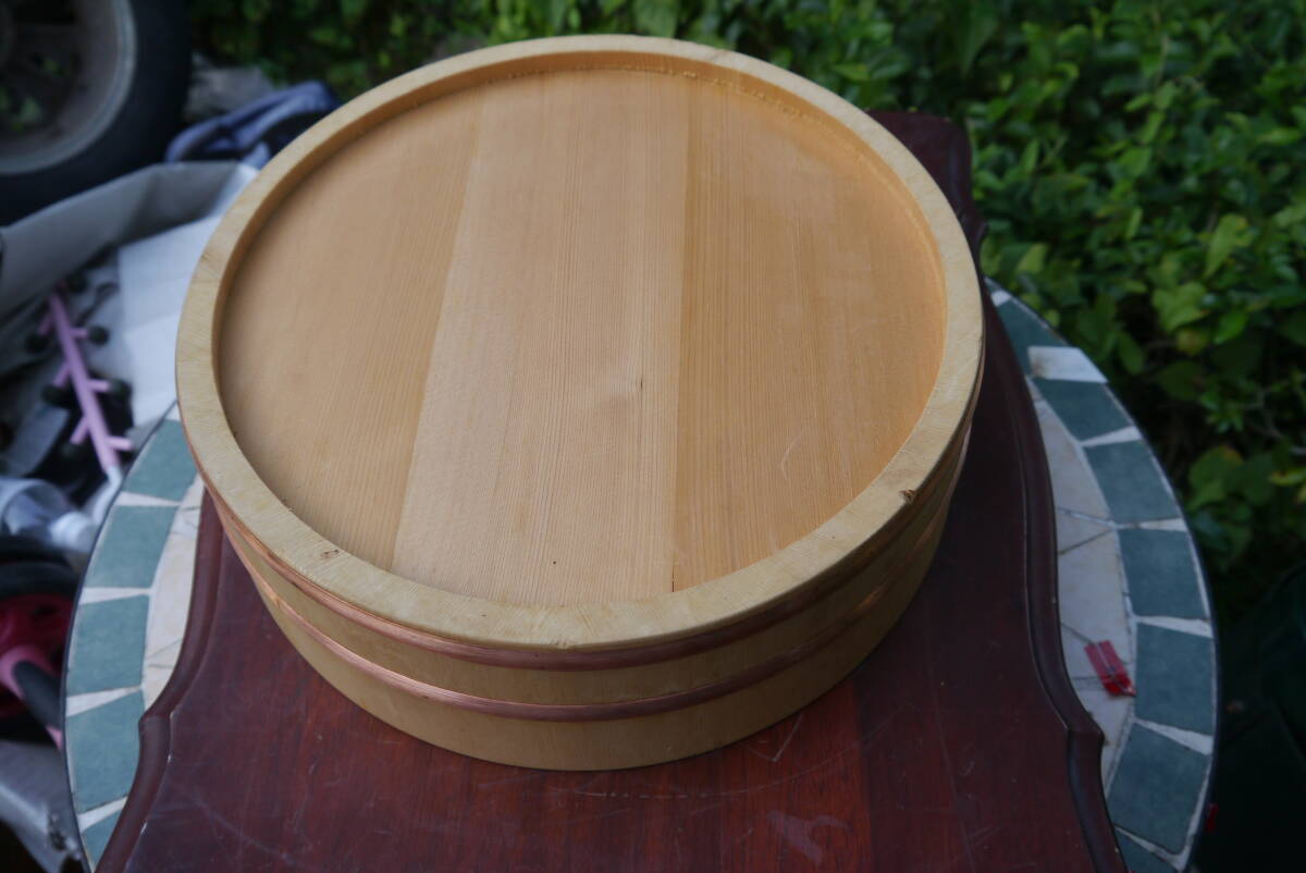 ★【5Sep16 o】 手巻き寿司セット 銅タガ 寿司桶30cm しゃもじ 巻き簀2つ セット 未使用_画像5