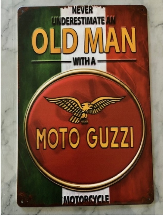 誰も持ってない?ガレージ・お部屋に?モトグッチ MOTO GUZZIロゴ 大盤 レトロ調アート金属看板 送料サービス!_画像1