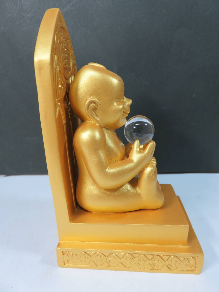 未使用■「開運 ビリケン」 水晶玉付き 開運堂 ゴールド 置物 共箱付き_画像6