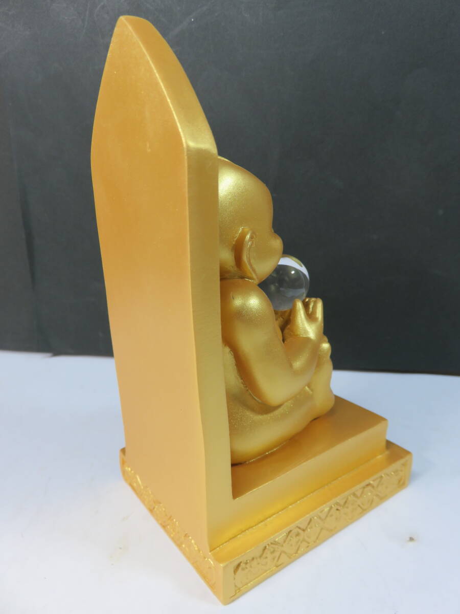 未使用■「開運 ビリケン」 水晶玉付き 開運堂 ゴールド 置物 共箱付き_画像7