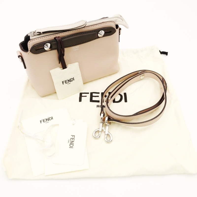 フェンディ FENDI バイザウェイ ミニ ハンドバッグ レザー ベージュ系 2way 7-8-422_画像8