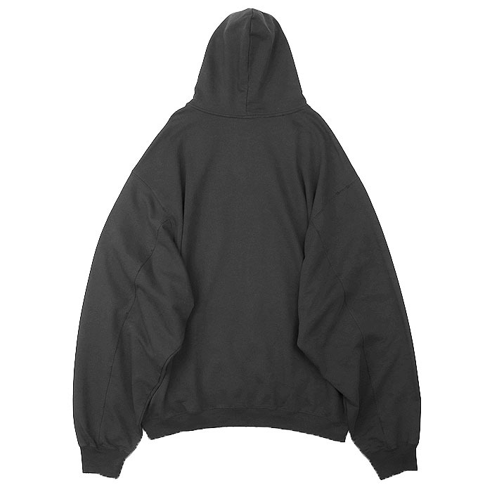 【未使用】BALENCIAGA バレンシアガ パーカー 2022年製 ロゴ プリント デストロイクラッシュ 綿100% タグ付属 ユニセックス XXL 黒 葡製_画像6