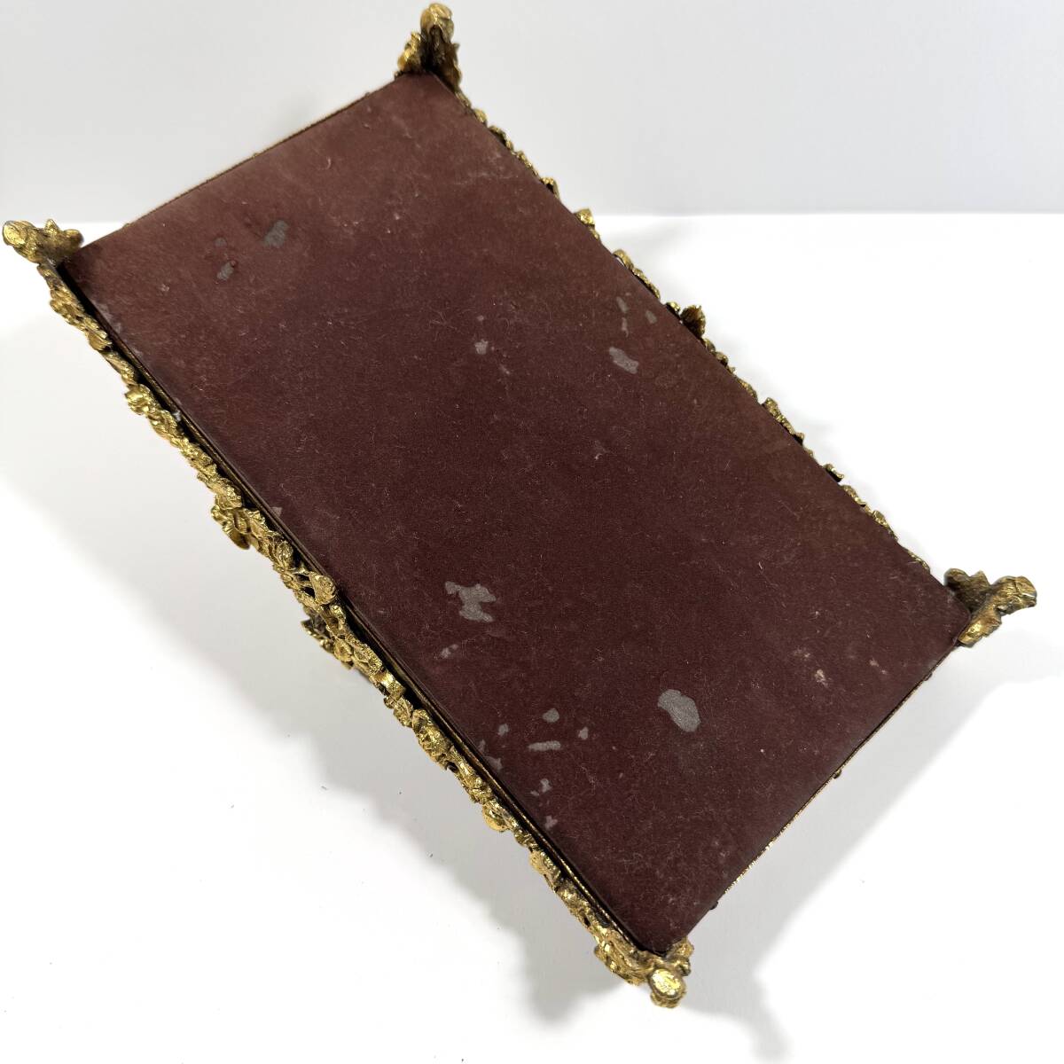 ★アンティーク MATSONマトソン タオルホルダー + ロココ調 オーバルミラートレイ/ローズ/薔薇/ボタニカル/ゴールド/壁掛けミラー/猫脚_画像5