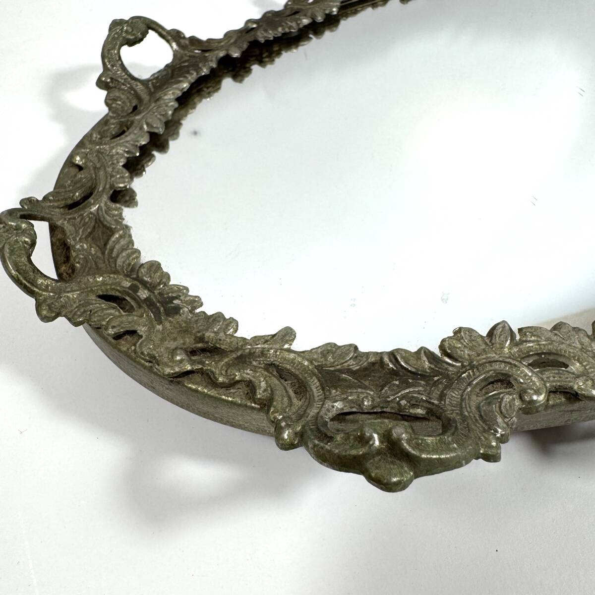 ★アンティーク MATSONマトソン タオルホルダー + ロココ調 オーバルミラートレイ/ローズ/薔薇/ボタニカル/ゴールド/壁掛けミラー/猫脚_画像9