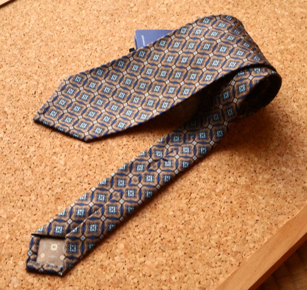 未使用 ミラノ Petronius1926 ペトロニウス 11折 ウンディチピエゲ 総柄小紋 広義でのアズーロエマローネ_画像6