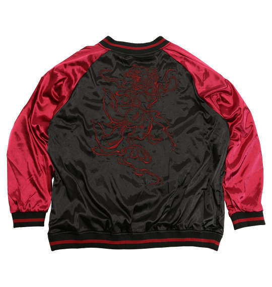 3403☆3L(ウエスト約105～115㎝対応)/絡繰カラクリ/猫又柄リバーシブル・スカジャン/ワイン色_画像4