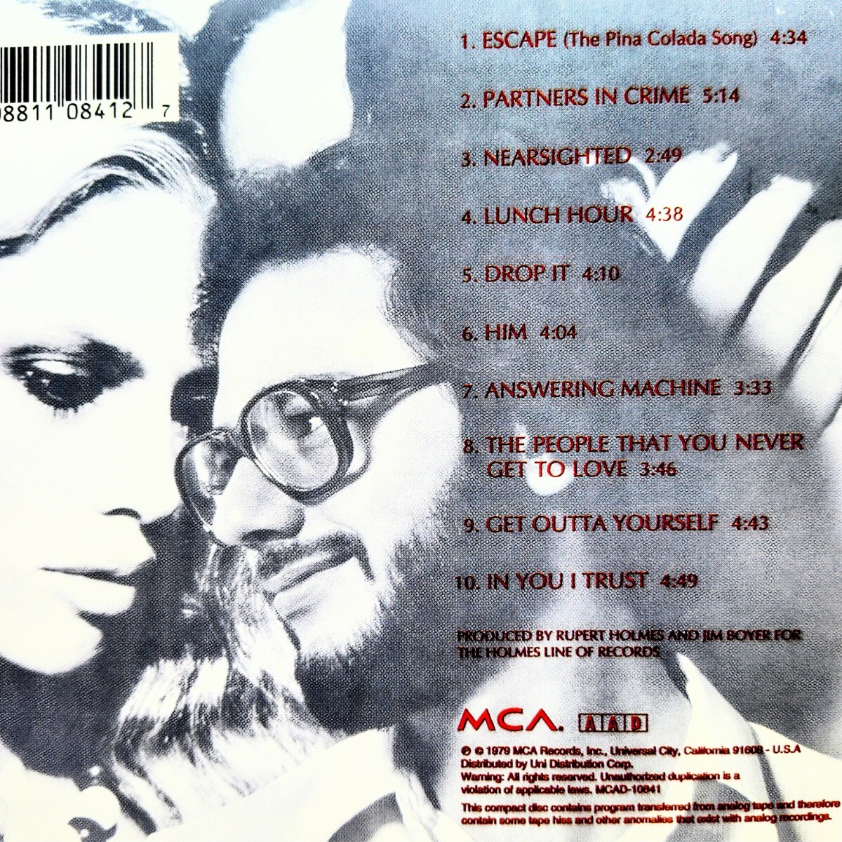ルパート・ホームズ 2CD パートナーズ・イン・クライム ＆ 浪漫 Rupert Holmes Partners In Crime & Pursuit Of Happiness ホルムズ_画像3