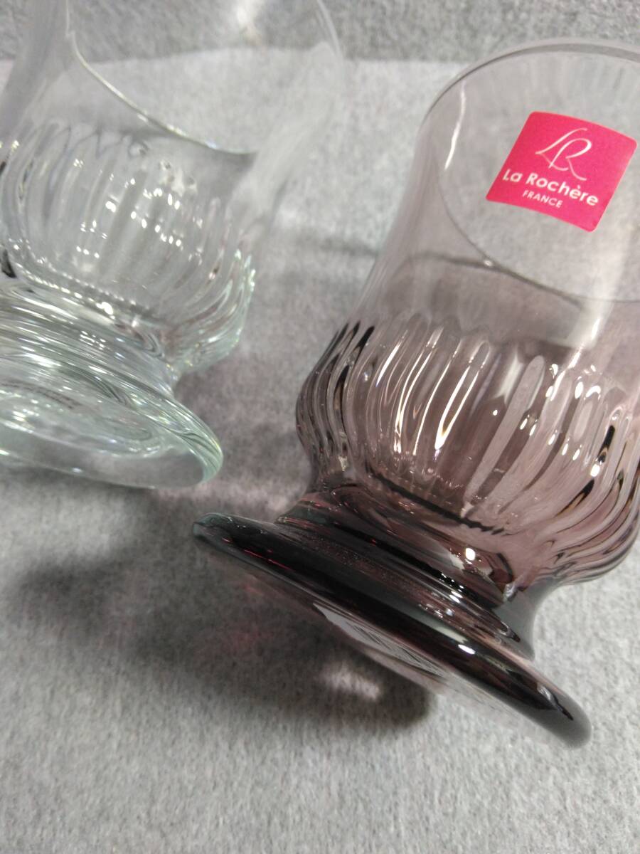 グラス　ラ・ロシェール　型ガラス　脚付きグラスカップゴブレットフリーカップ　２点_画像3