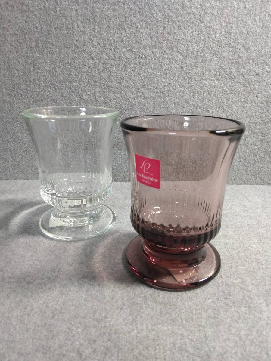グラス　ラ・ロシェール　型ガラス　脚付きグラスカップゴブレットフリーカップ　２点_画像2