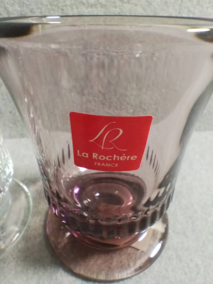 グラス　ラ・ロシェール　型ガラス　脚付きグラスカップゴブレットフリーカップ　２点_画像4