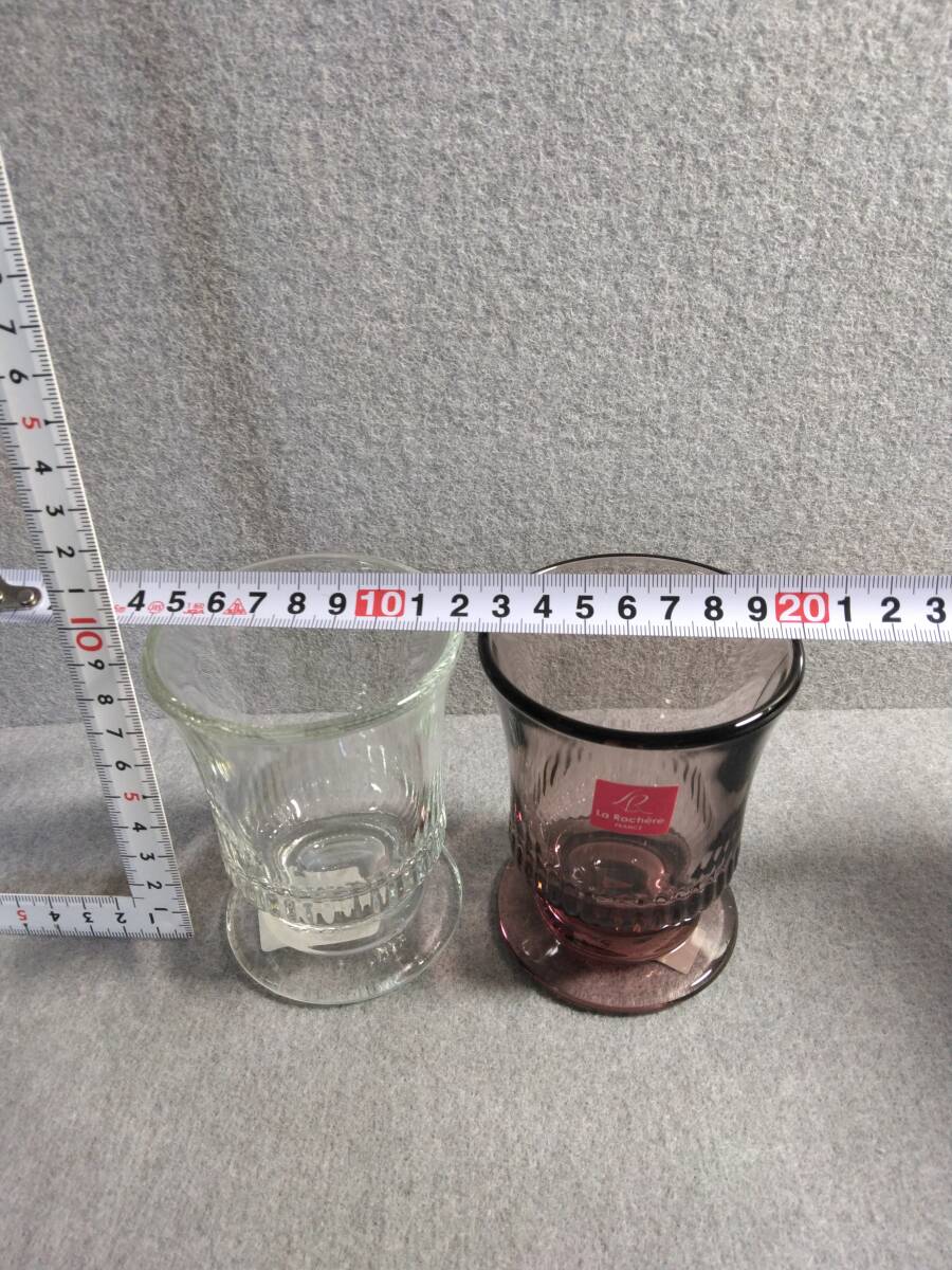 グラス　ラ・ロシェール　型ガラス　脚付きグラスカップゴブレットフリーカップ　２点_画像9