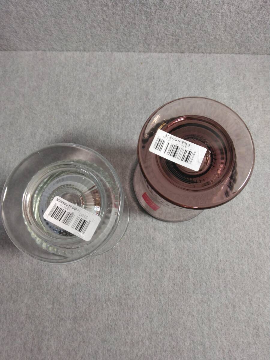 グラス　ラ・ロシェール　型ガラス　脚付きグラスカップゴブレットフリーカップ　２点_画像8